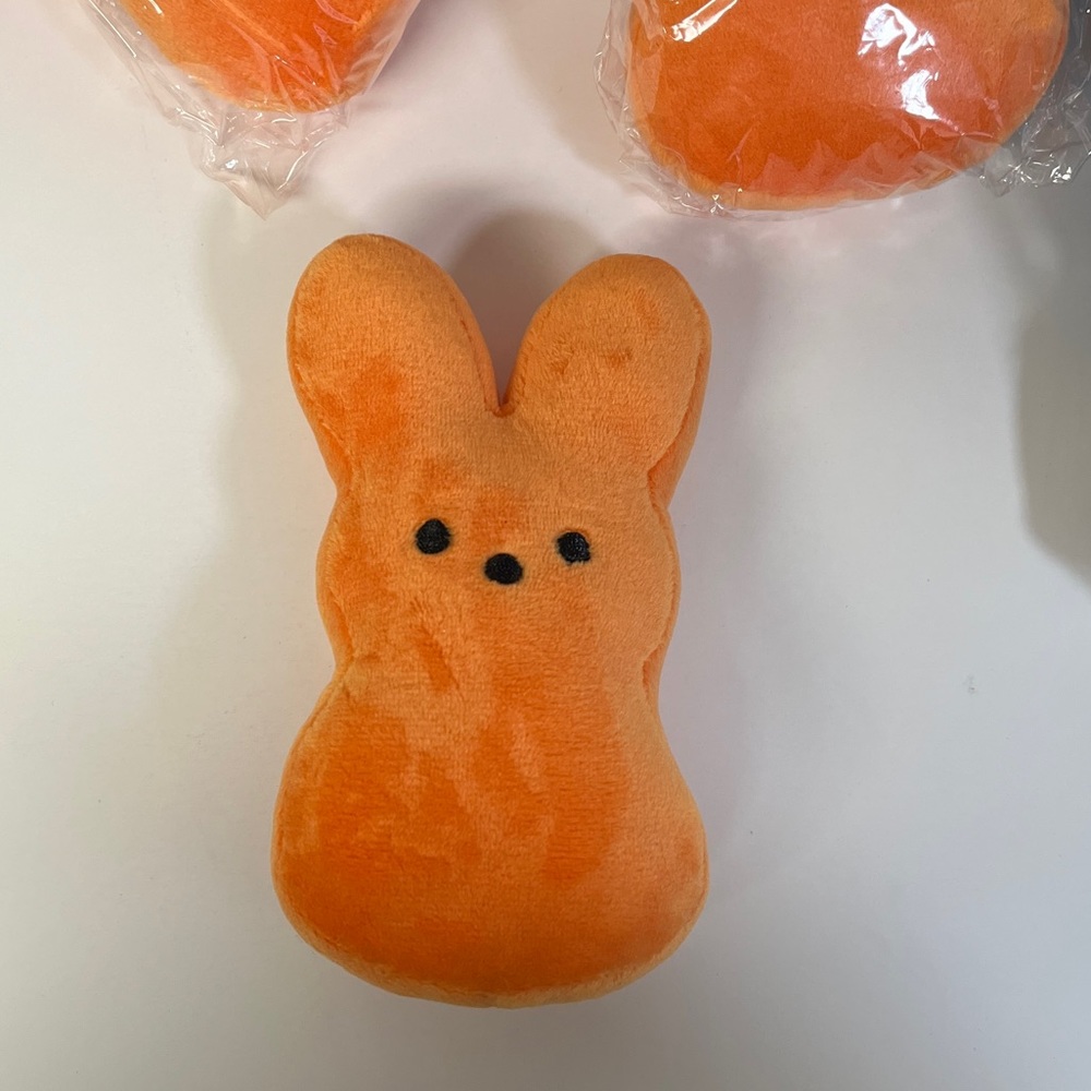Orange Bunny/peeps stuffed animal. Plush and firm. New in bag.   6” x 3.75”